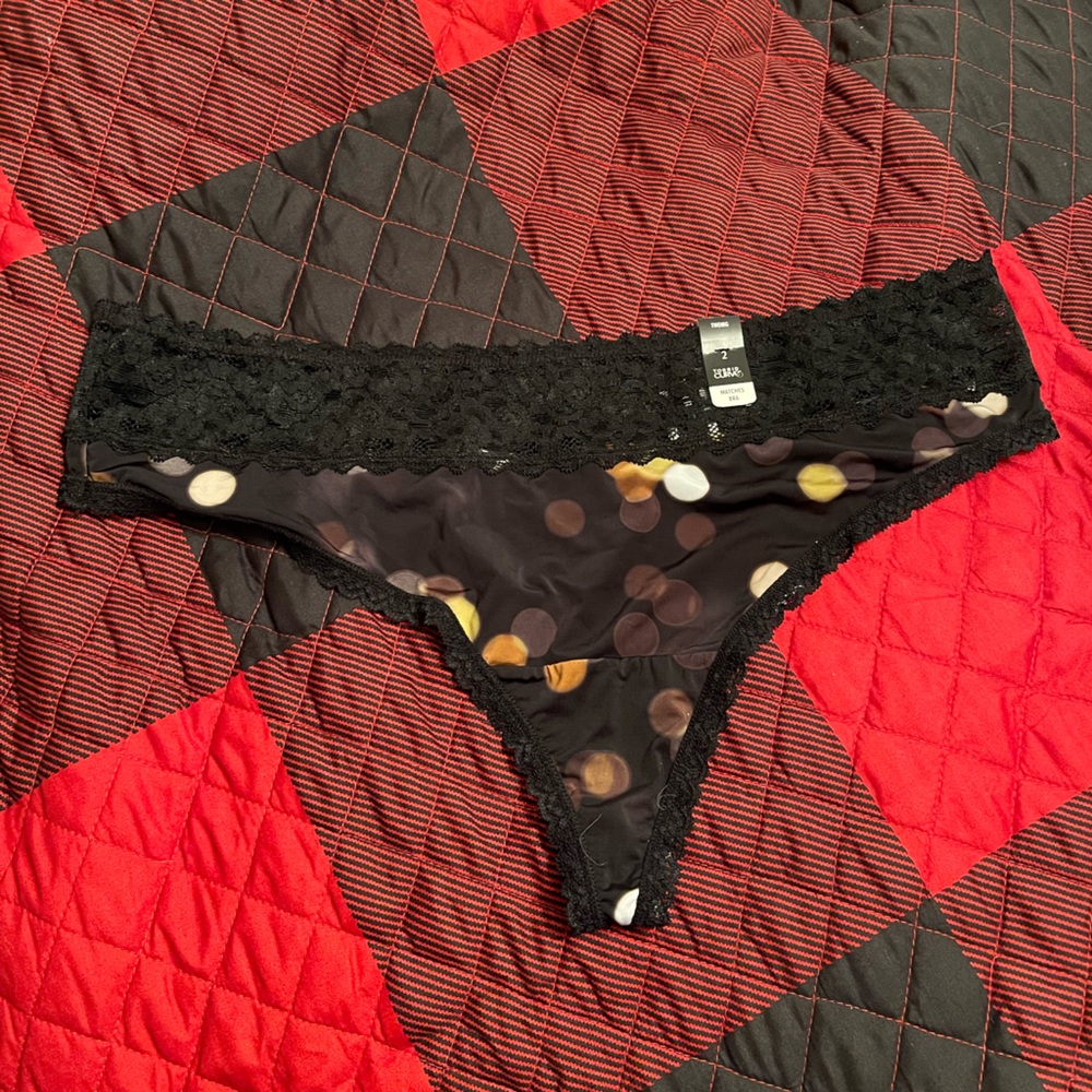 TORRID SECOND SKIN MID-RISE THONG LACE TRIM MINI LATTICE BACK PANTY